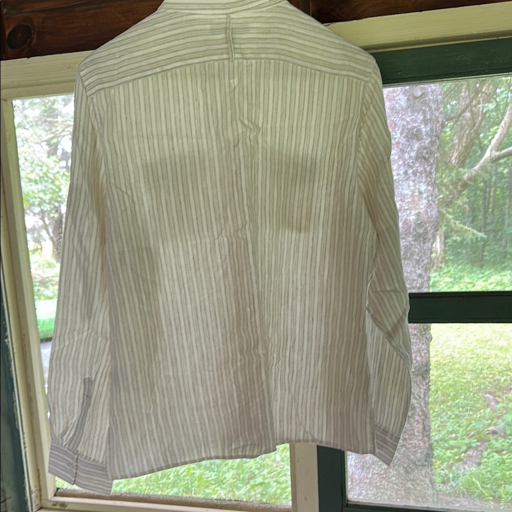 Linen Lands’ End Striped Button Down Shirt Sz 12 - Picture 11 of 13